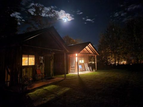 Cabin exterior night