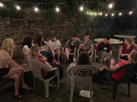 Night meeting on the patio