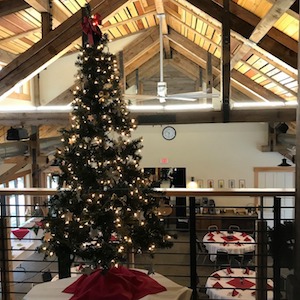 Barn decorated for Christmas