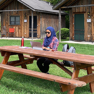 Working Solo at a Picnic Table